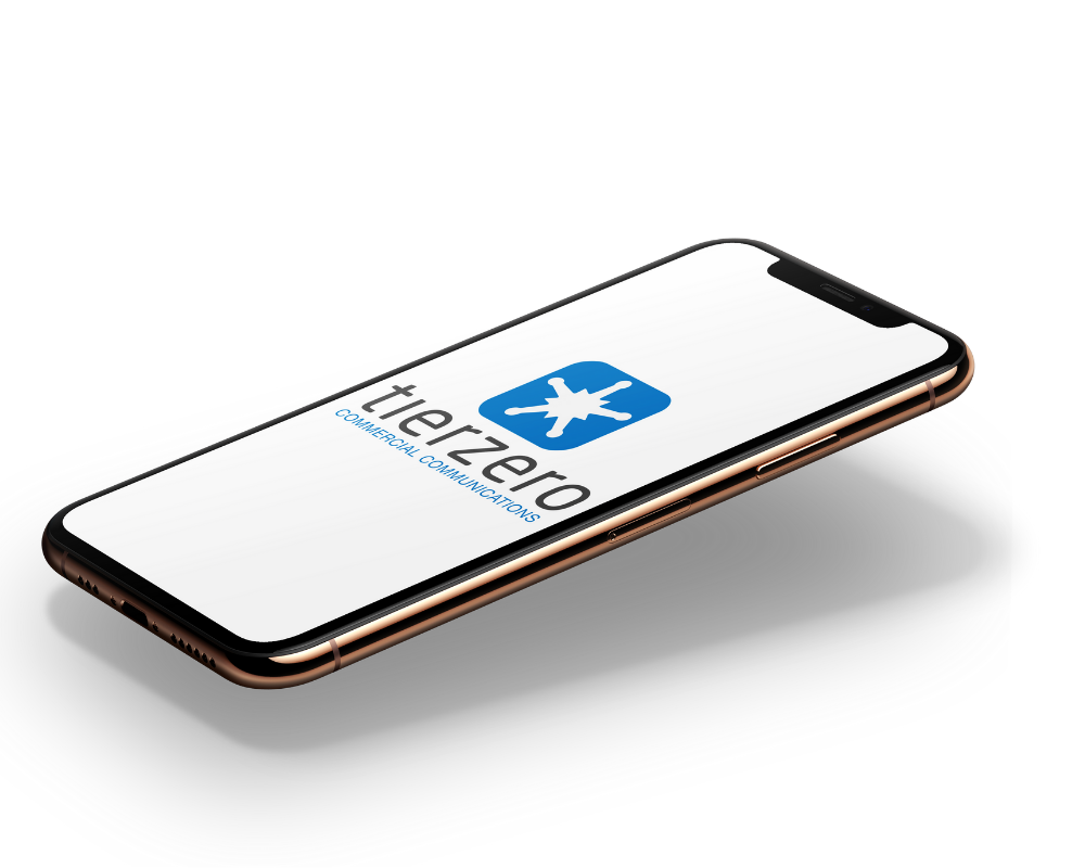 tierzero logo on cell phone screen – tierzero provides mobile business phone solutions