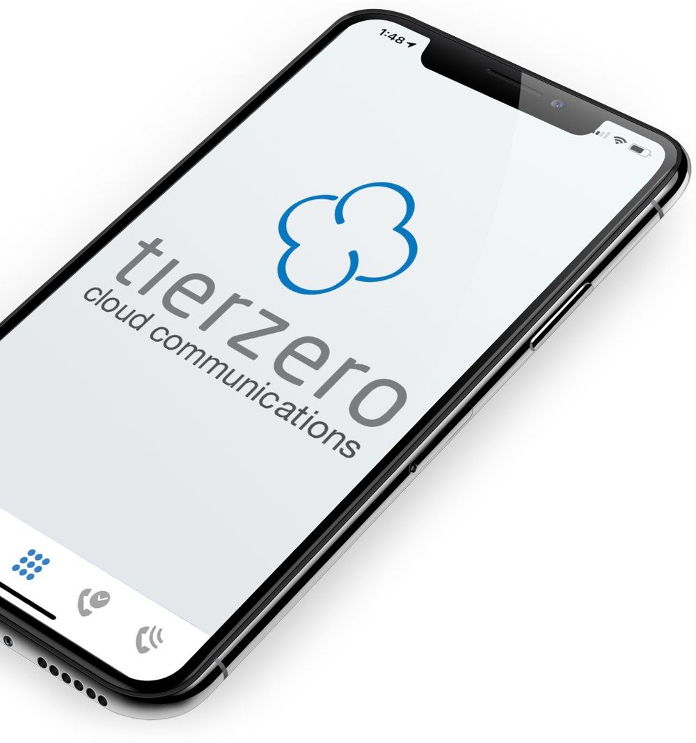 tierzero logo on cell phone screen – tierzero provides mobile business phone solutions